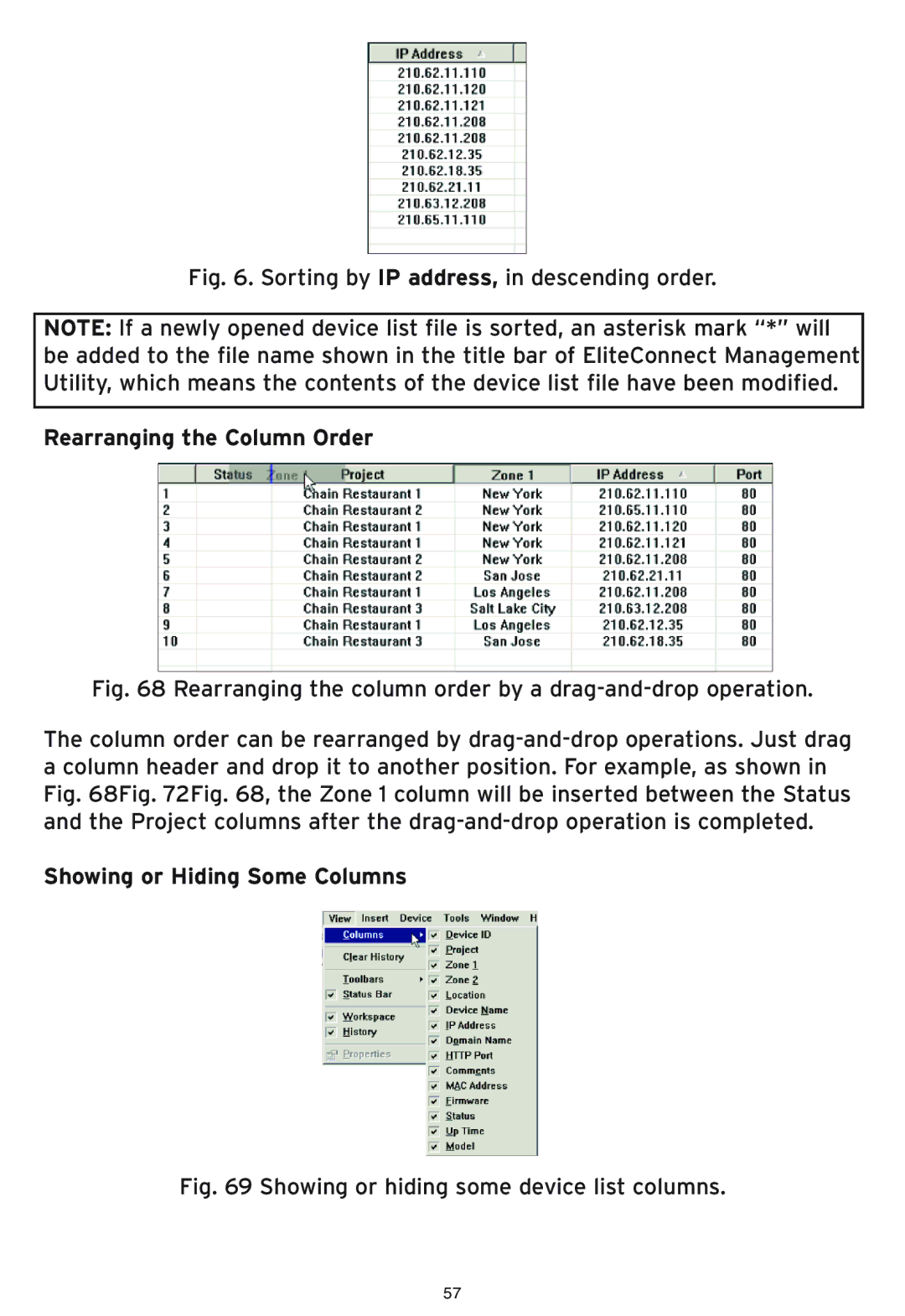 SMC Networks SMC2586W-G manual Rearranging the Column Order, Showing or Hiding Some Columns 