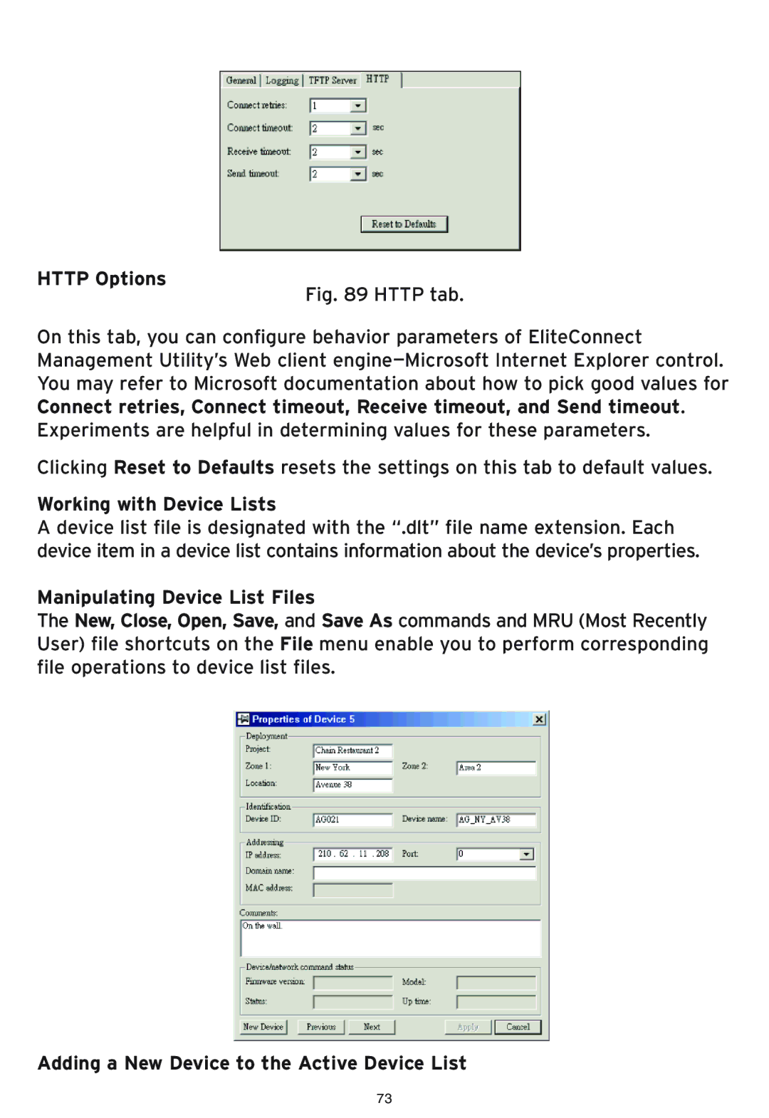 SMC Networks SMC2586W-G manual Http Options, Working with Device Lists 