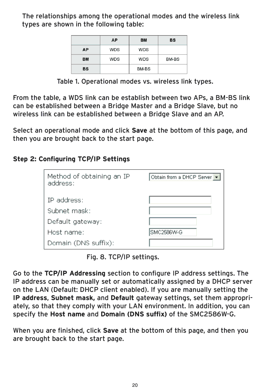 SMC Networks SMC2586W-G manual Configuring TCP/IP Settings 