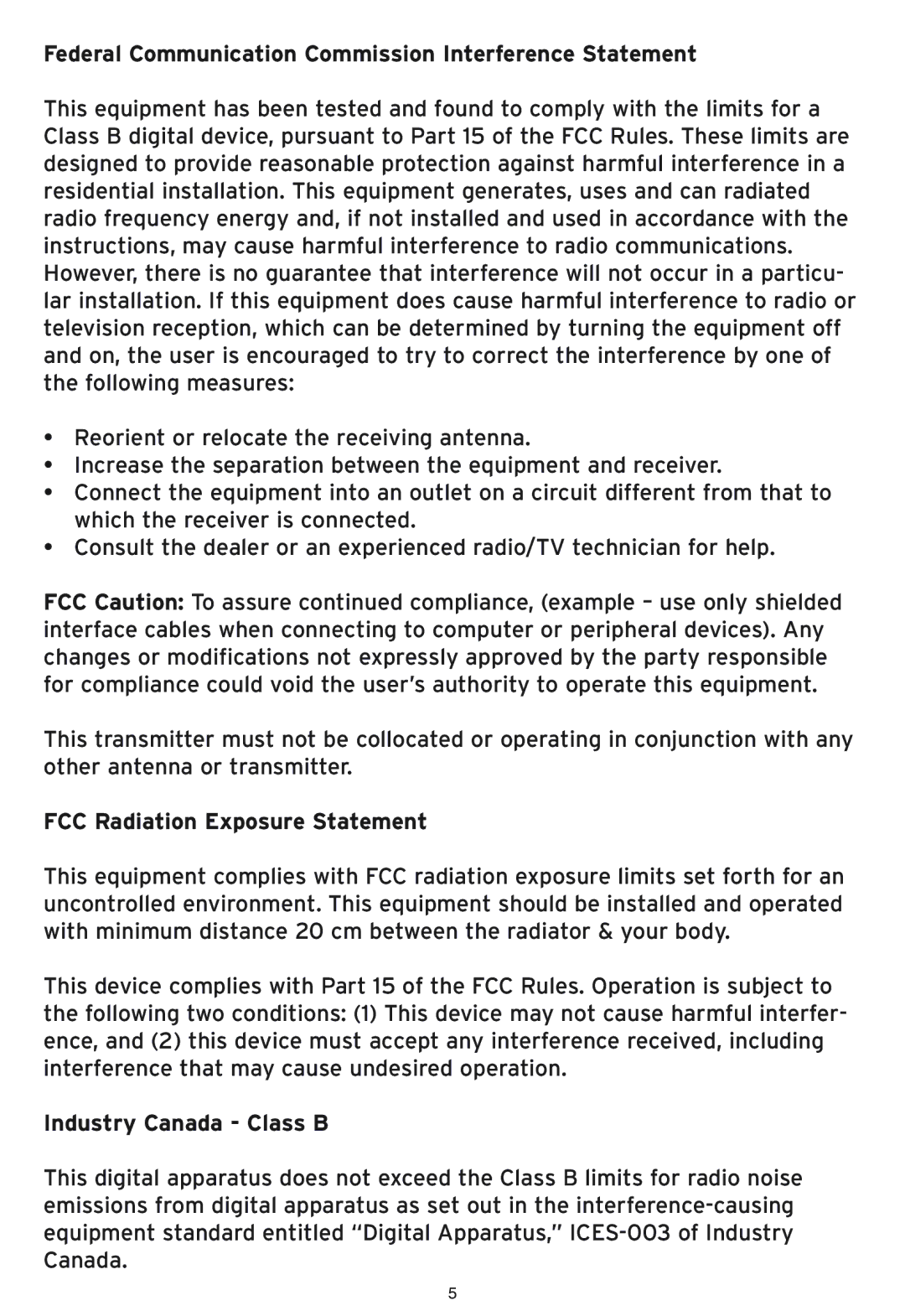 SMC Networks SMC2586W-G manual Federal Communication Commission Interference Statement, FCC Radiation Exposure Statement 