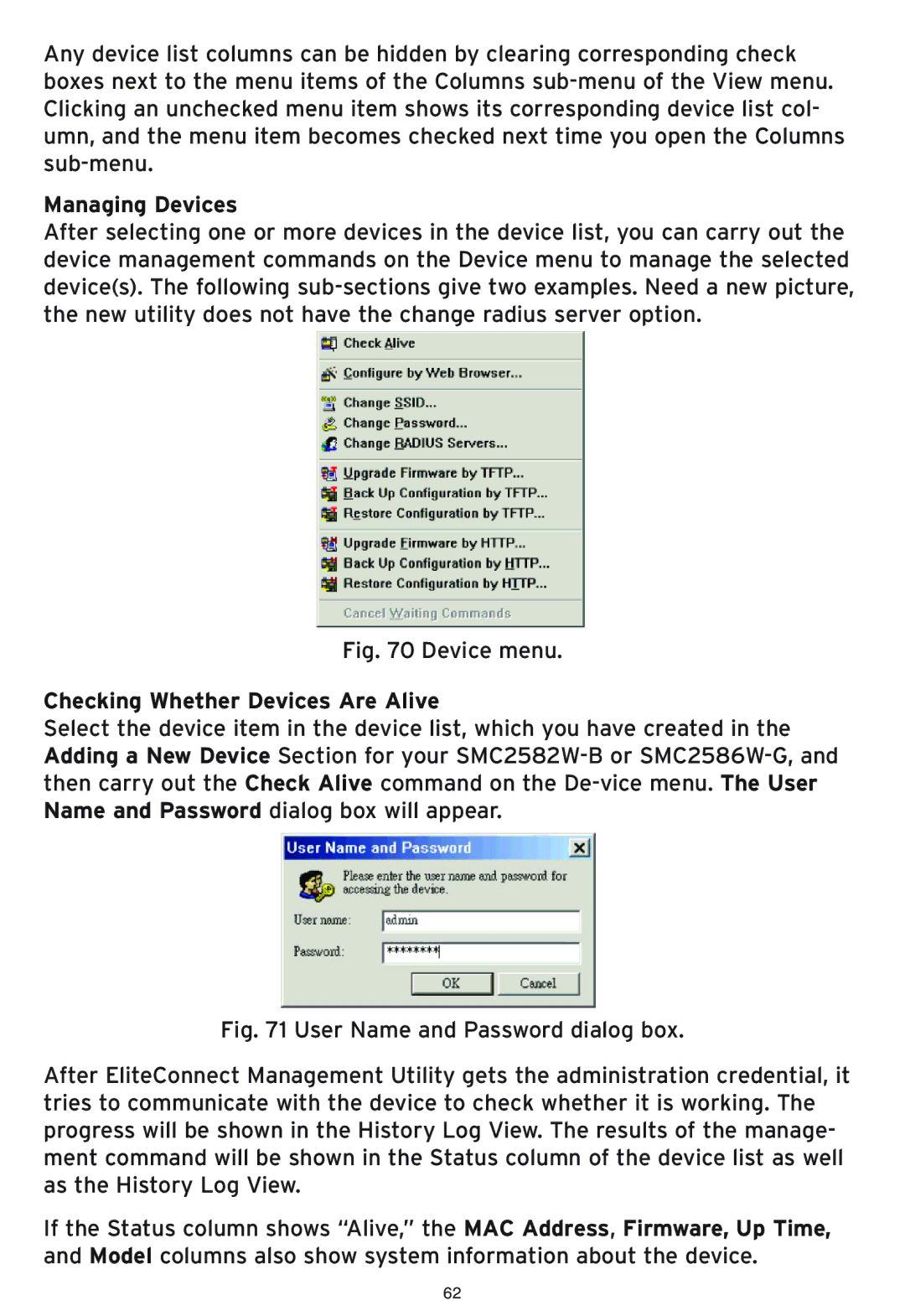 SMC Networks SMC2586W-G manual Managing Devices, Checking Whether Devices Are Alive 