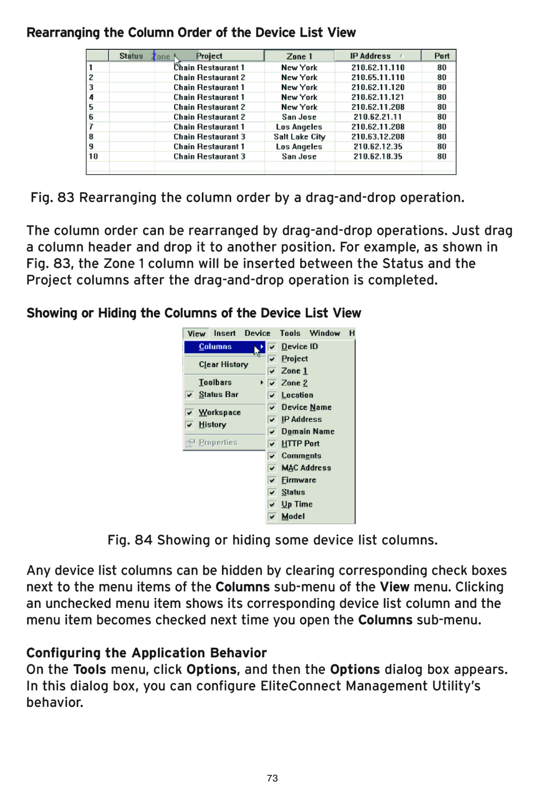 SMC Networks SMC2586W-G manual Rearranging the Column Order of the Device List View, Configuring the Application Behavior 