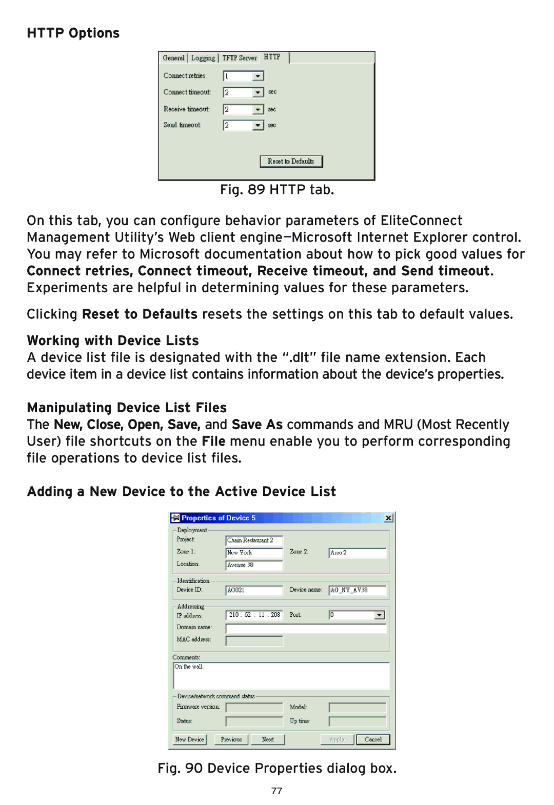 SMC Networks SMC2586W-G manual Http Options, Working with Device Lists 