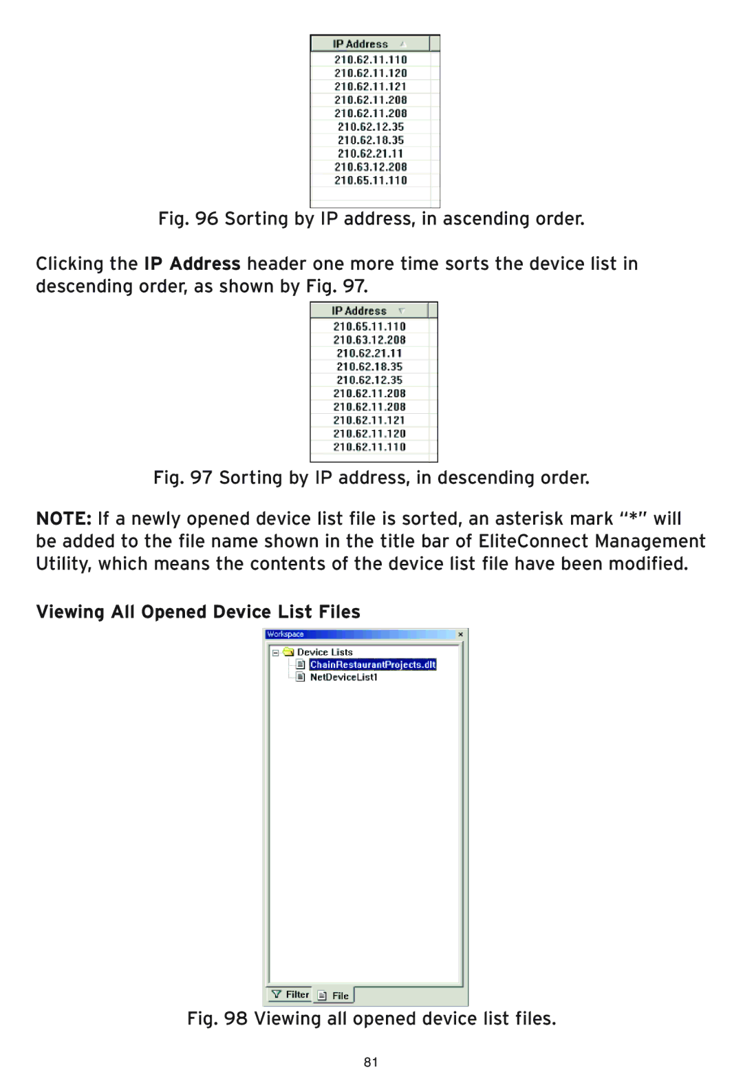 SMC Networks SMC2586W-G manual Viewing all opened device list files 