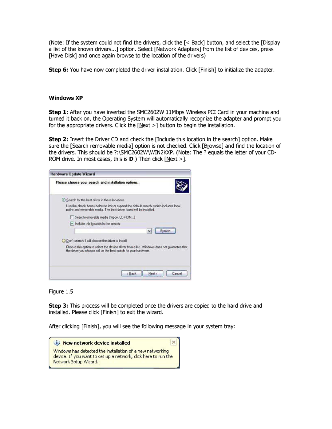 SMC Networks SMC2602W manual Windows XP 