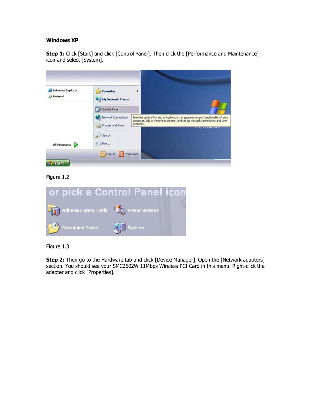 SMC Networks SMC2602W manual Windows XP 