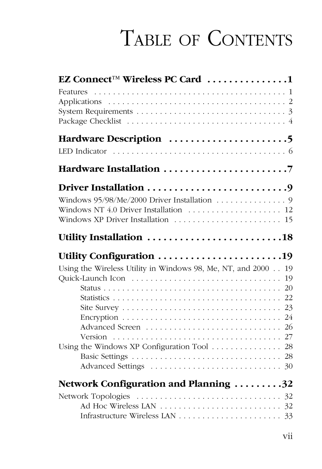 SMC Networks SMC2632W manual Table of Contents 