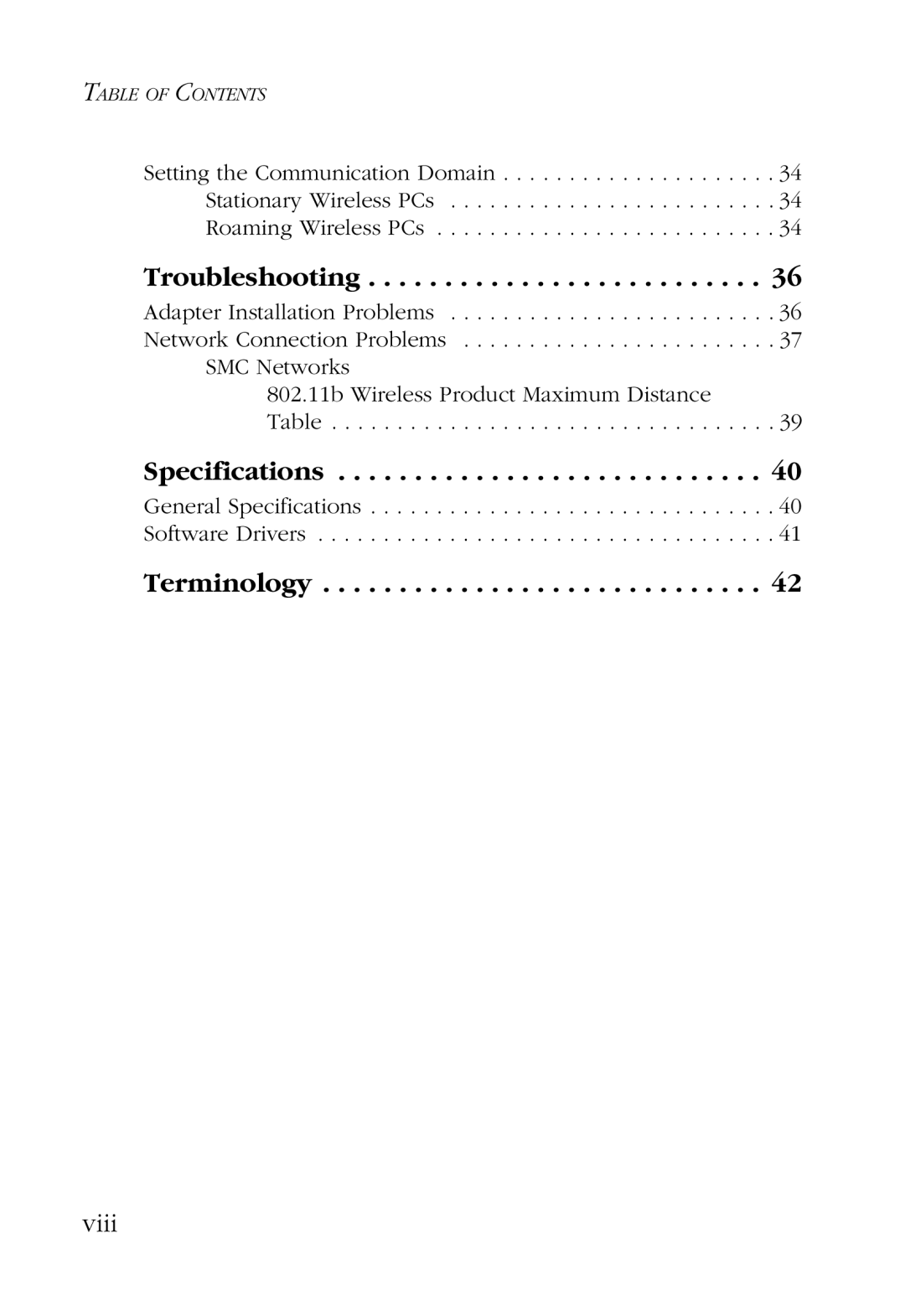 SMC Networks SMC2632W manual Troubleshooting, Specifications, Terminology 