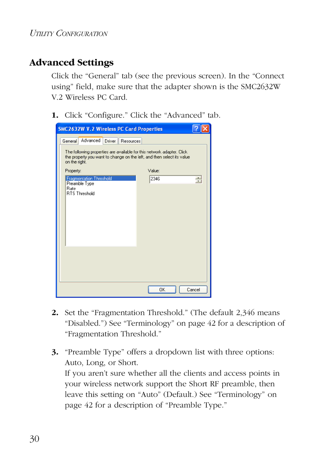 SMC Networks SMC2632W manual Advanced Settings 