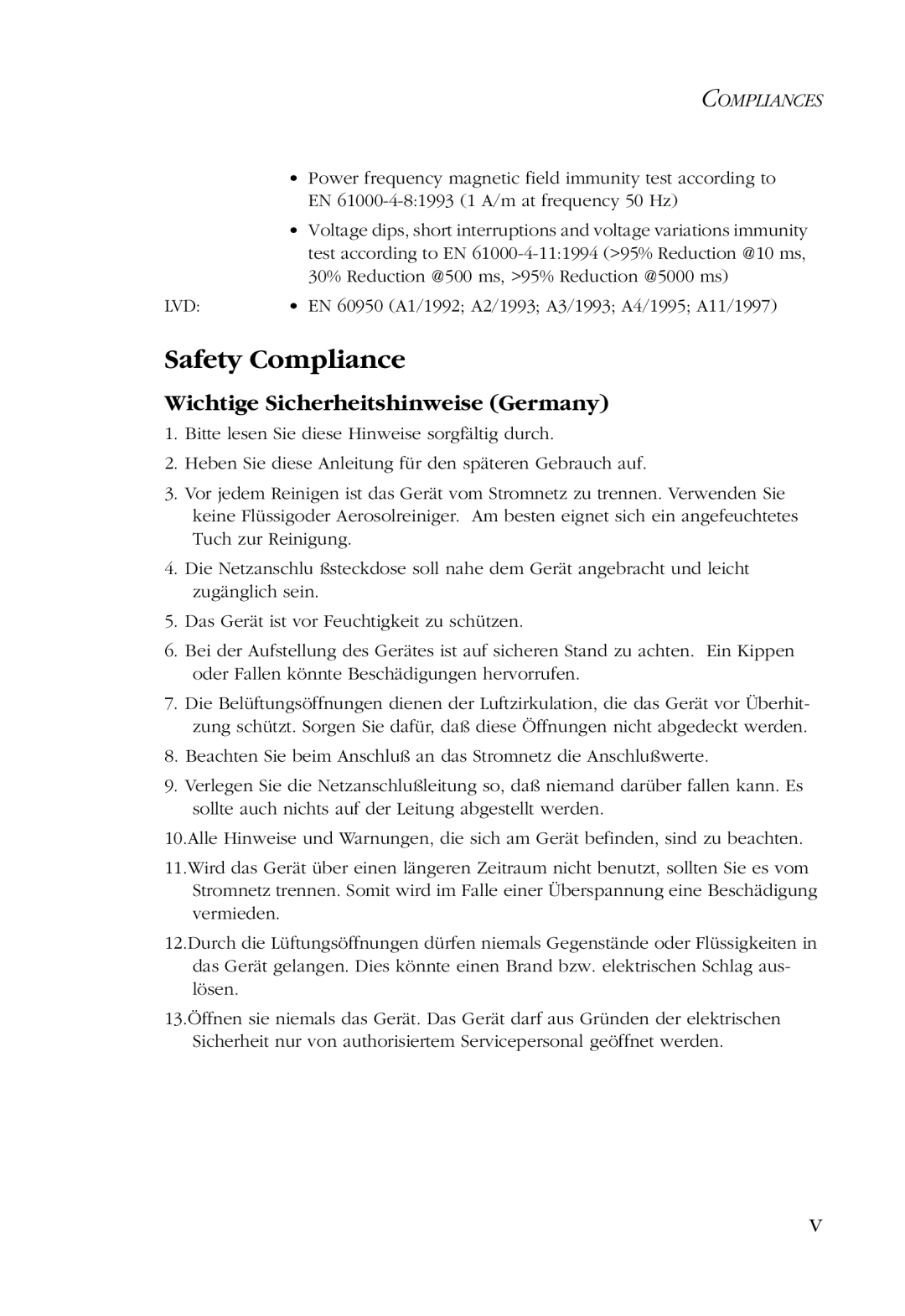 SMC Networks SMC2632W manual Safety Compliance, Wichtige Sicherheitshinweise Germany 