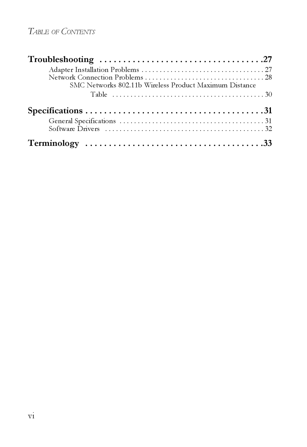 SMC Networks SMC2635W manual Troubleshooting, Specifications, Terminology 