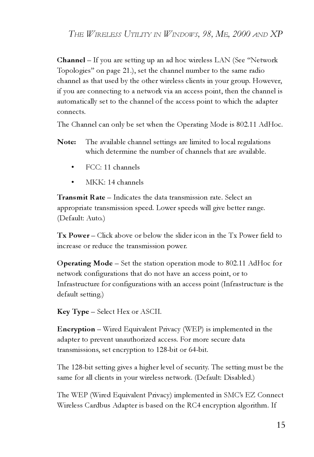 SMC Networks SMC2635W manual Wireless Utility in WINDOWS, 98, ME, 2000 and XP 