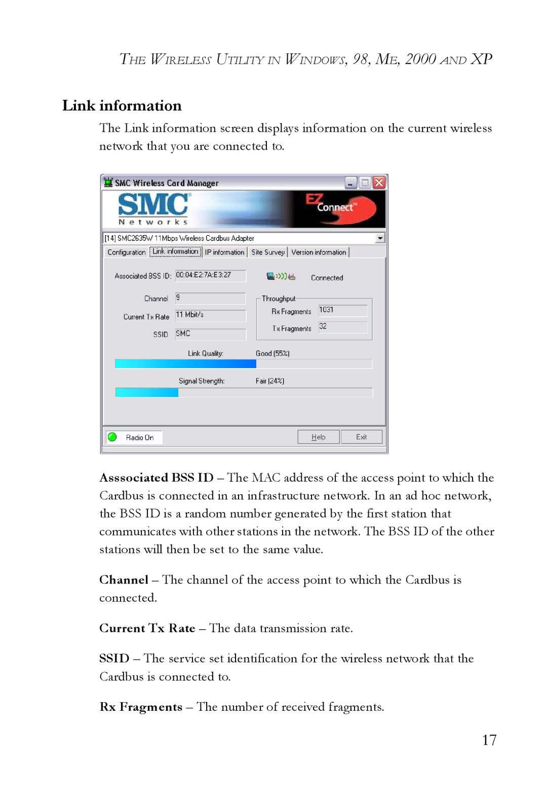 SMC Networks SMC2635W manual Link information 