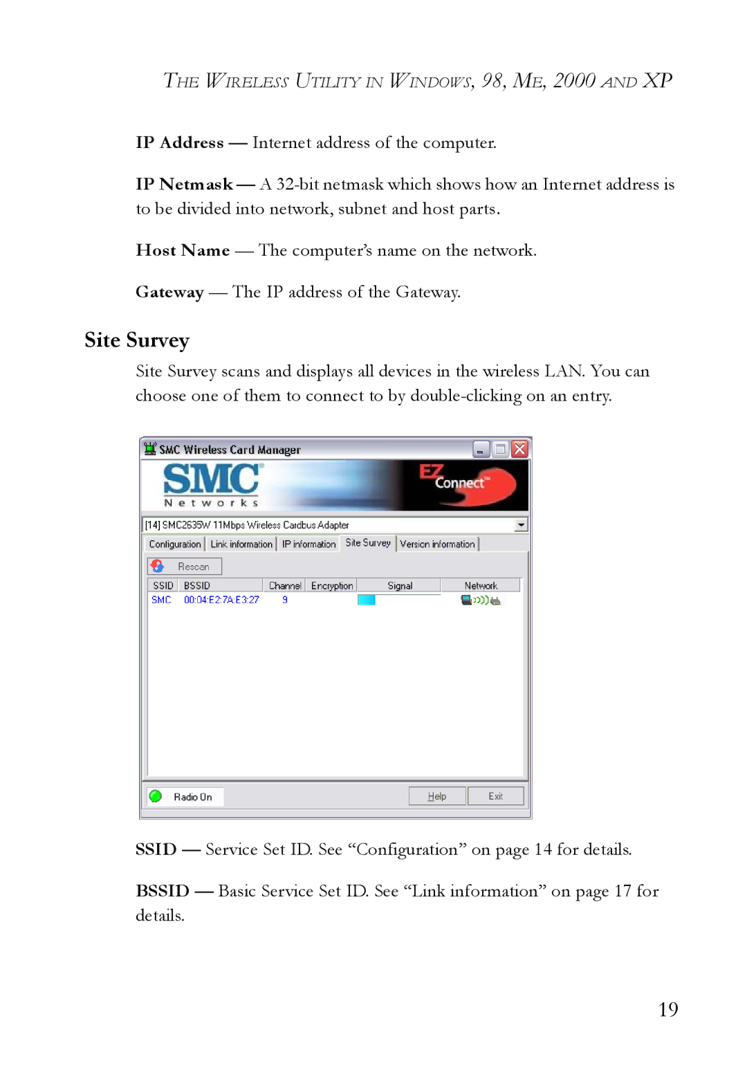 SMC Networks SMC2635W manual Site Survey 