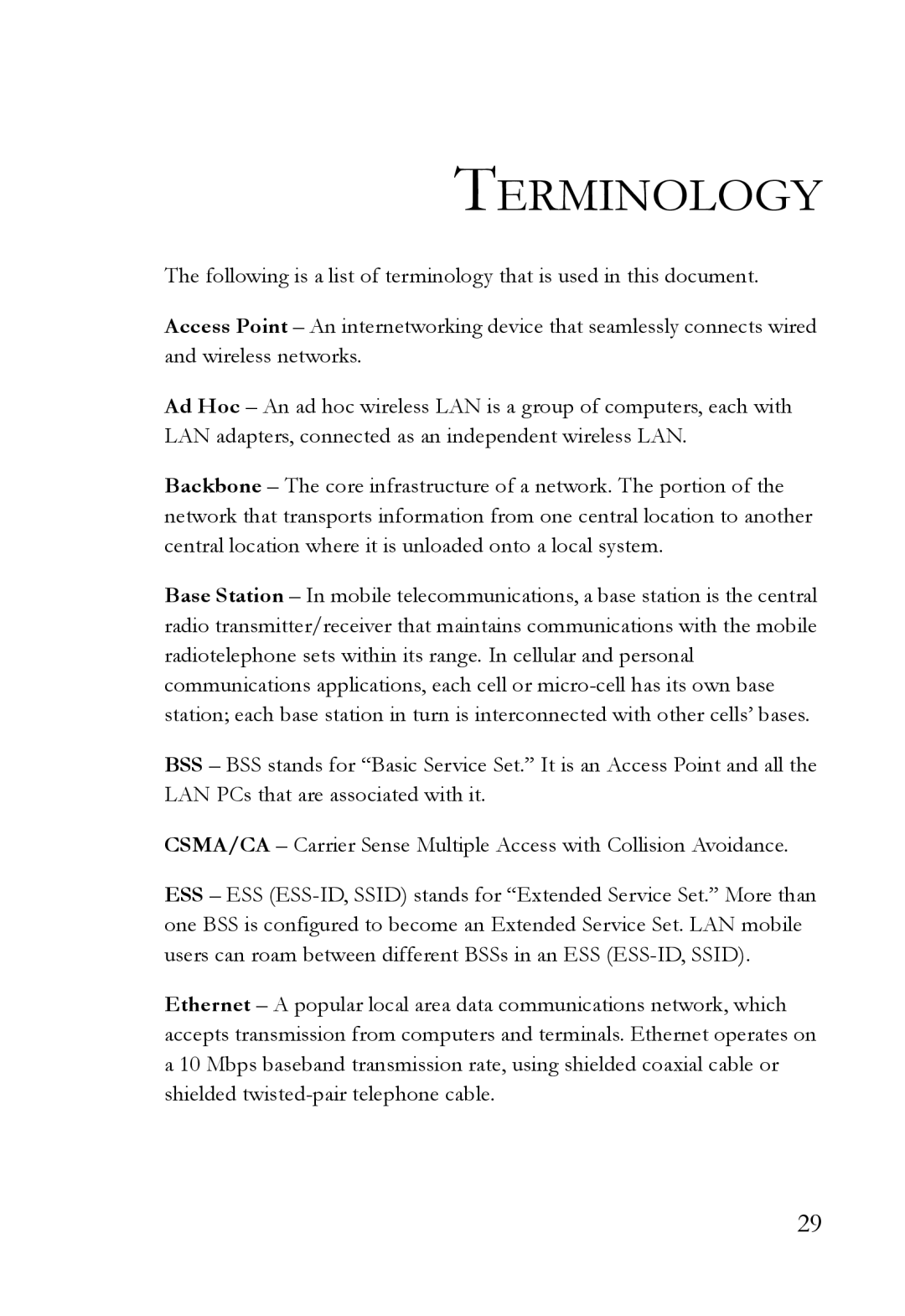 SMC Networks SMC2635W manual Terminology 