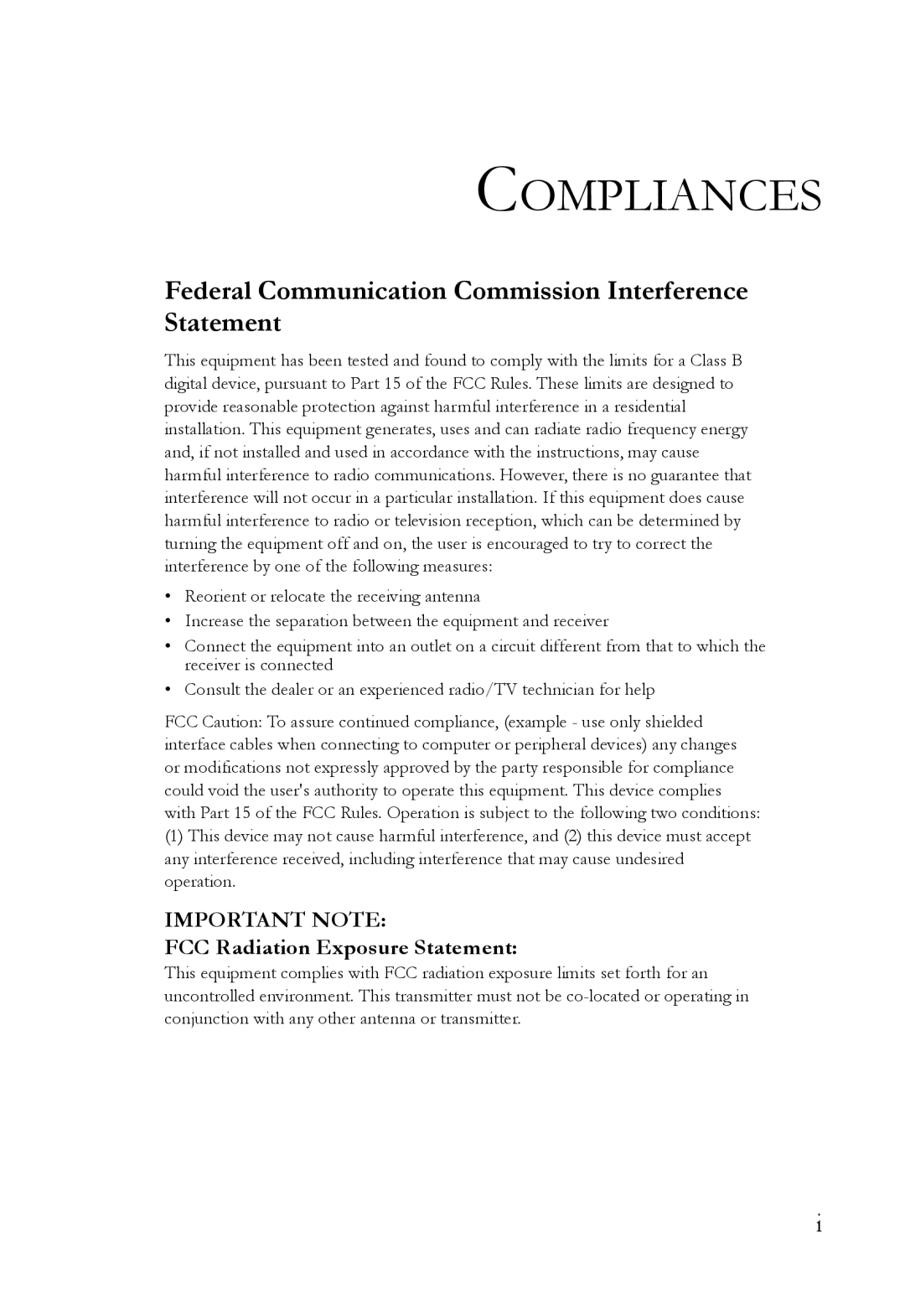 SMC Networks SMC2635W manual Compliances, Federal Communication Commission Interference Statement 