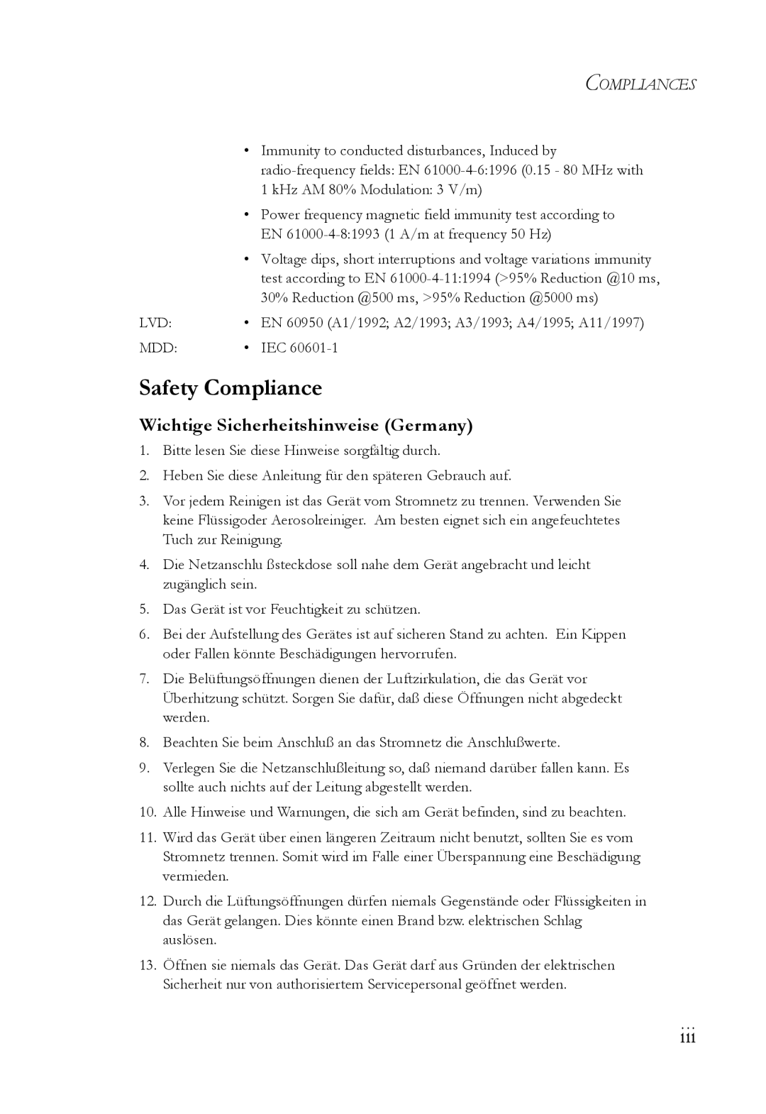 SMC Networks SMC2635W manual Safety Compliance, Wichtige Sicherheitshinweise Germany 