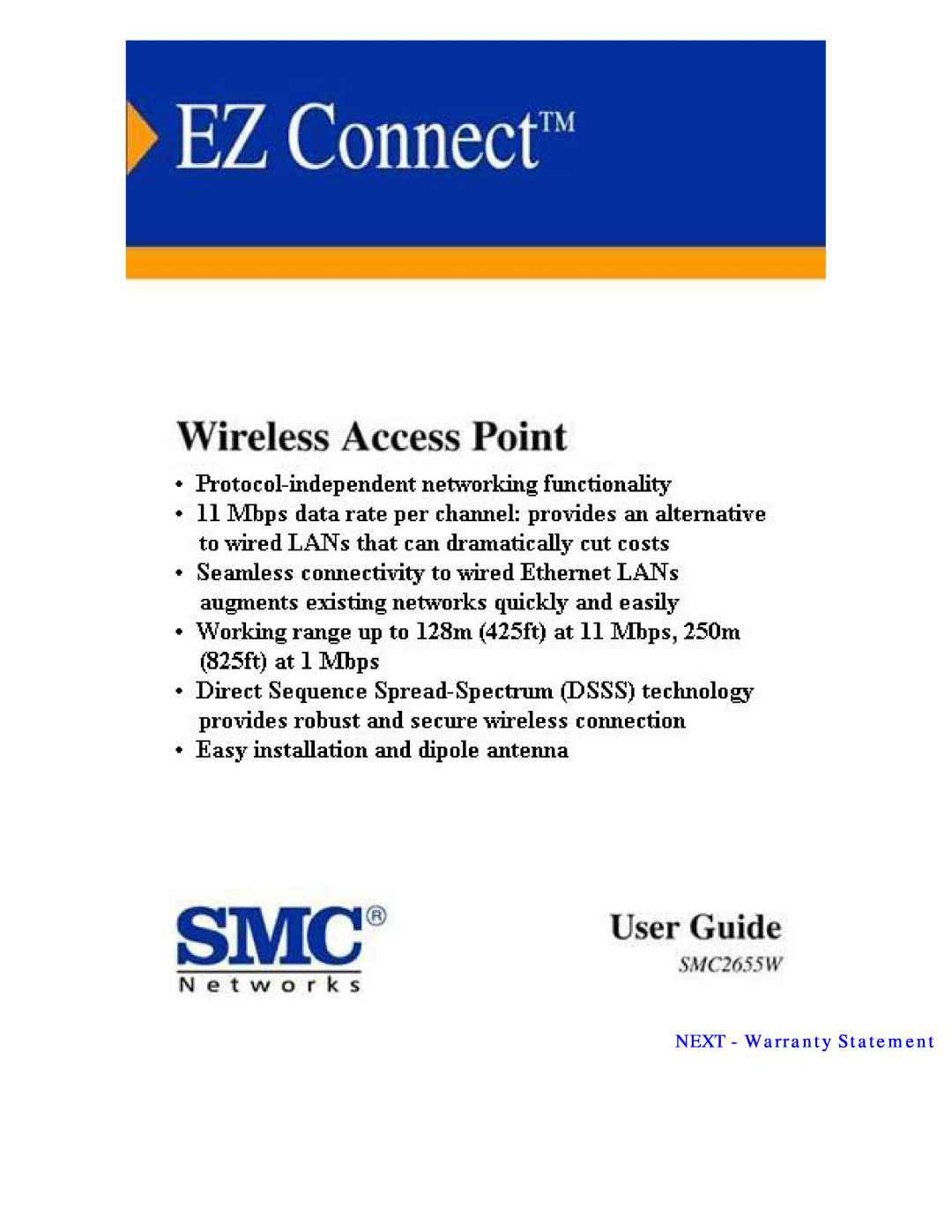 SMC Networks SMC2655W warranty NEXT - Warranty Statement 