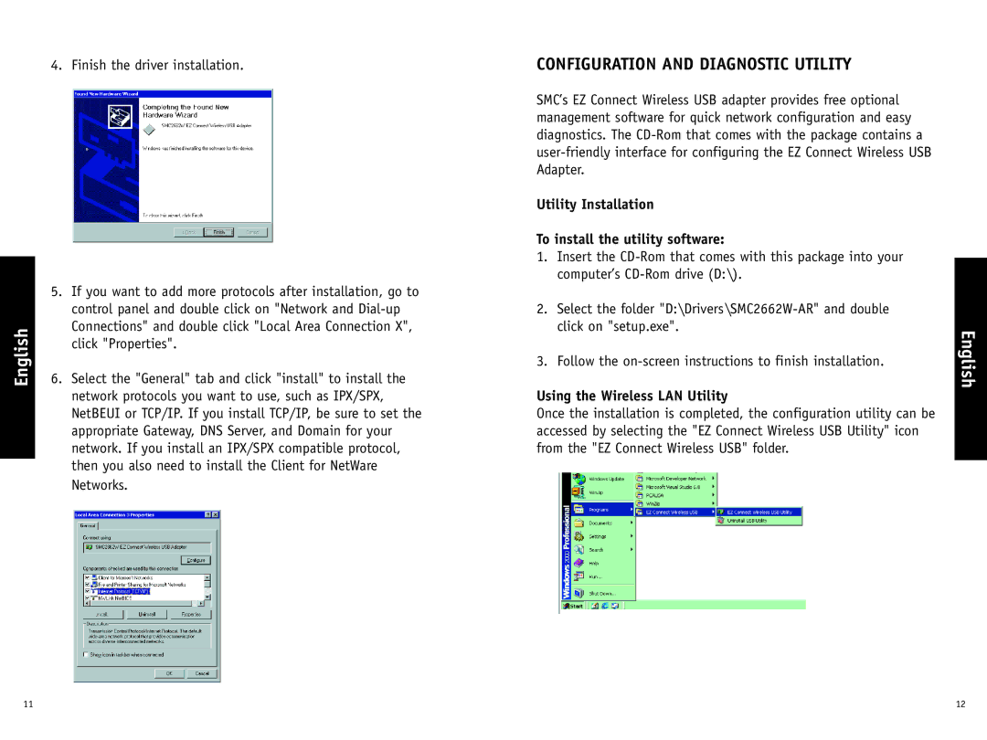 SMC Networks SMC2662W-AR manual Configuration and Diagnostic Utility, Utility Installation To install the utility software 