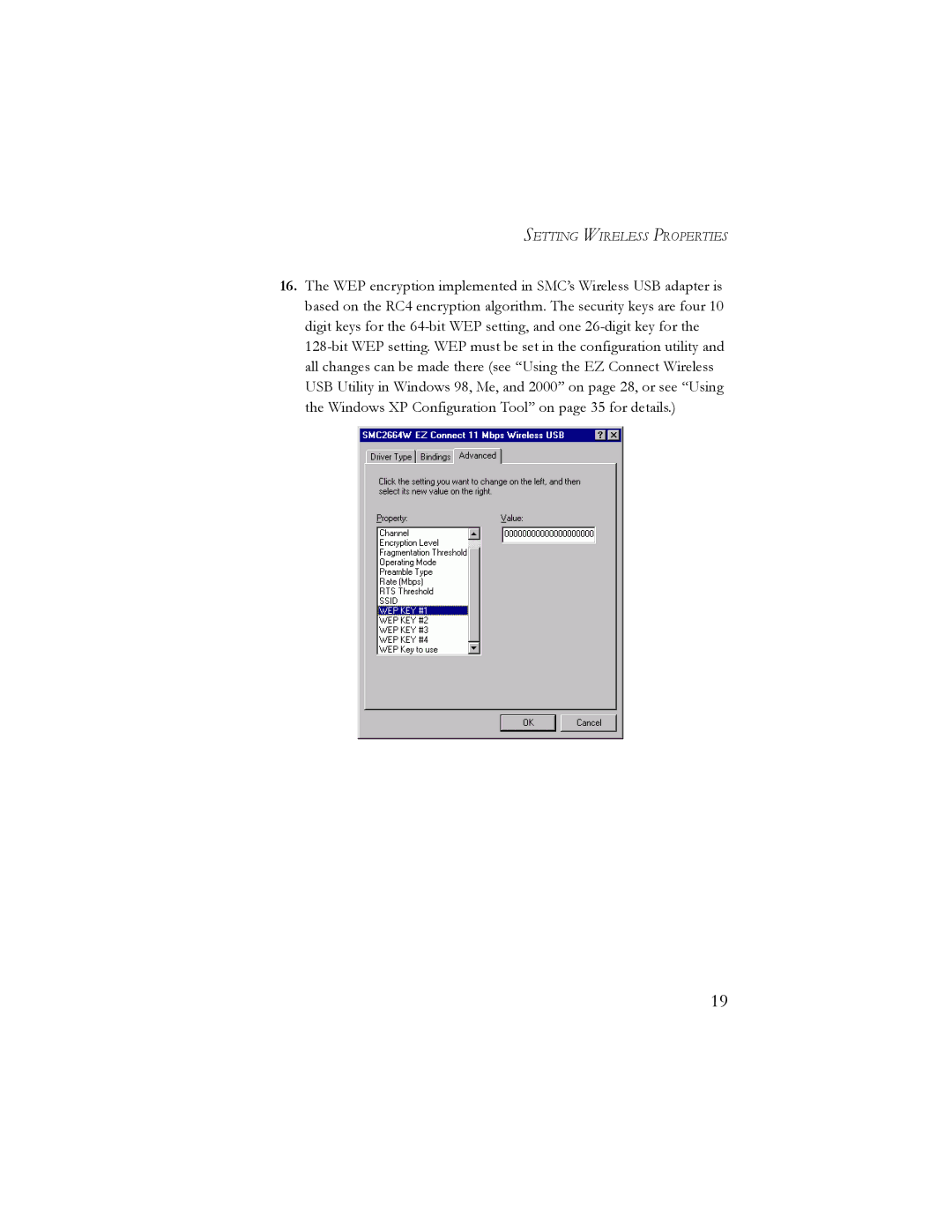 SMC Networks SMC2664W manual Setting Wireless Properties 