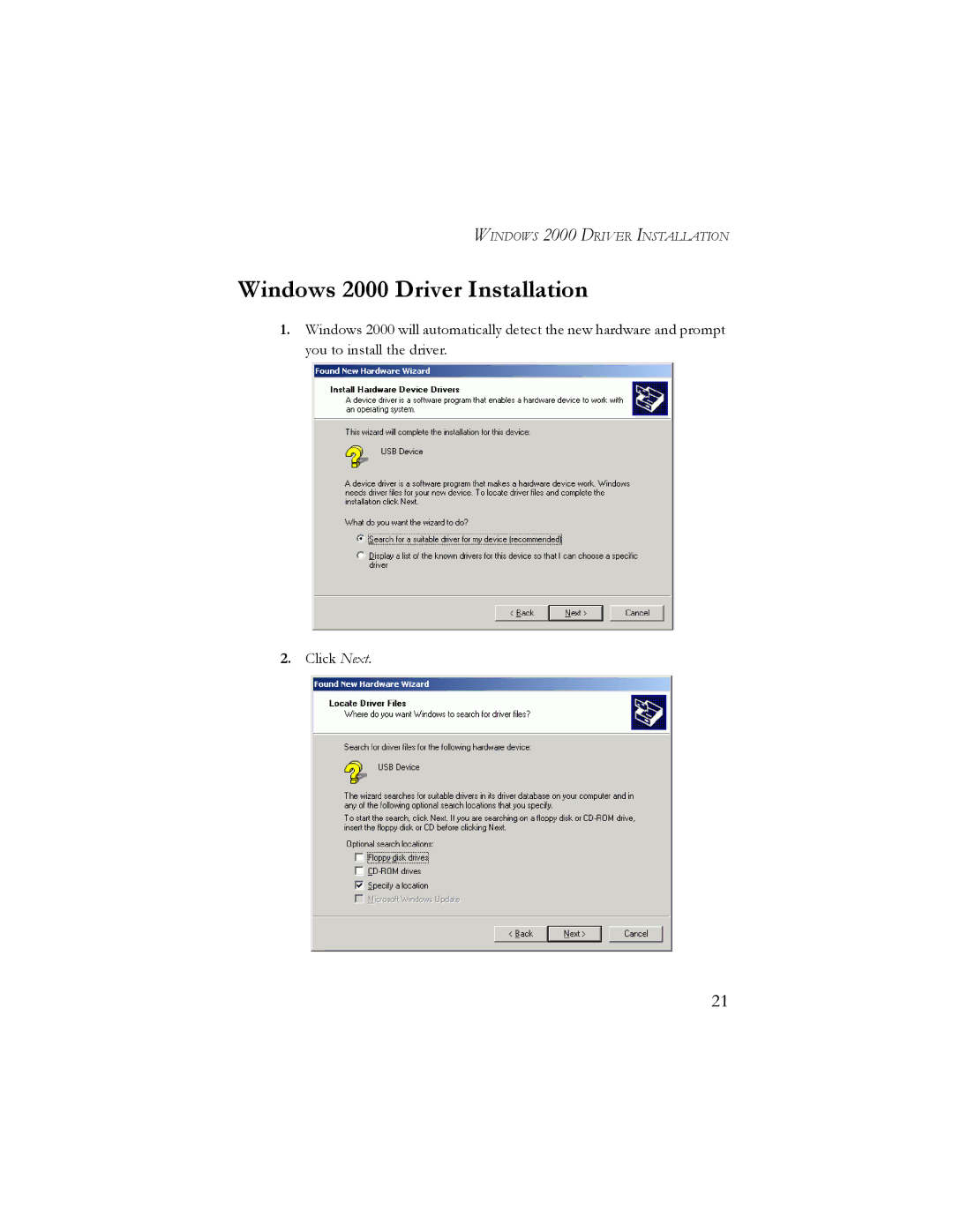 SMC Networks SMC2664W manual Windows 2000 Driver Installation 