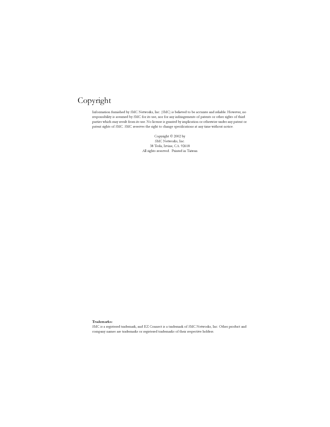 SMC Networks SMC2664W manual Copyright 