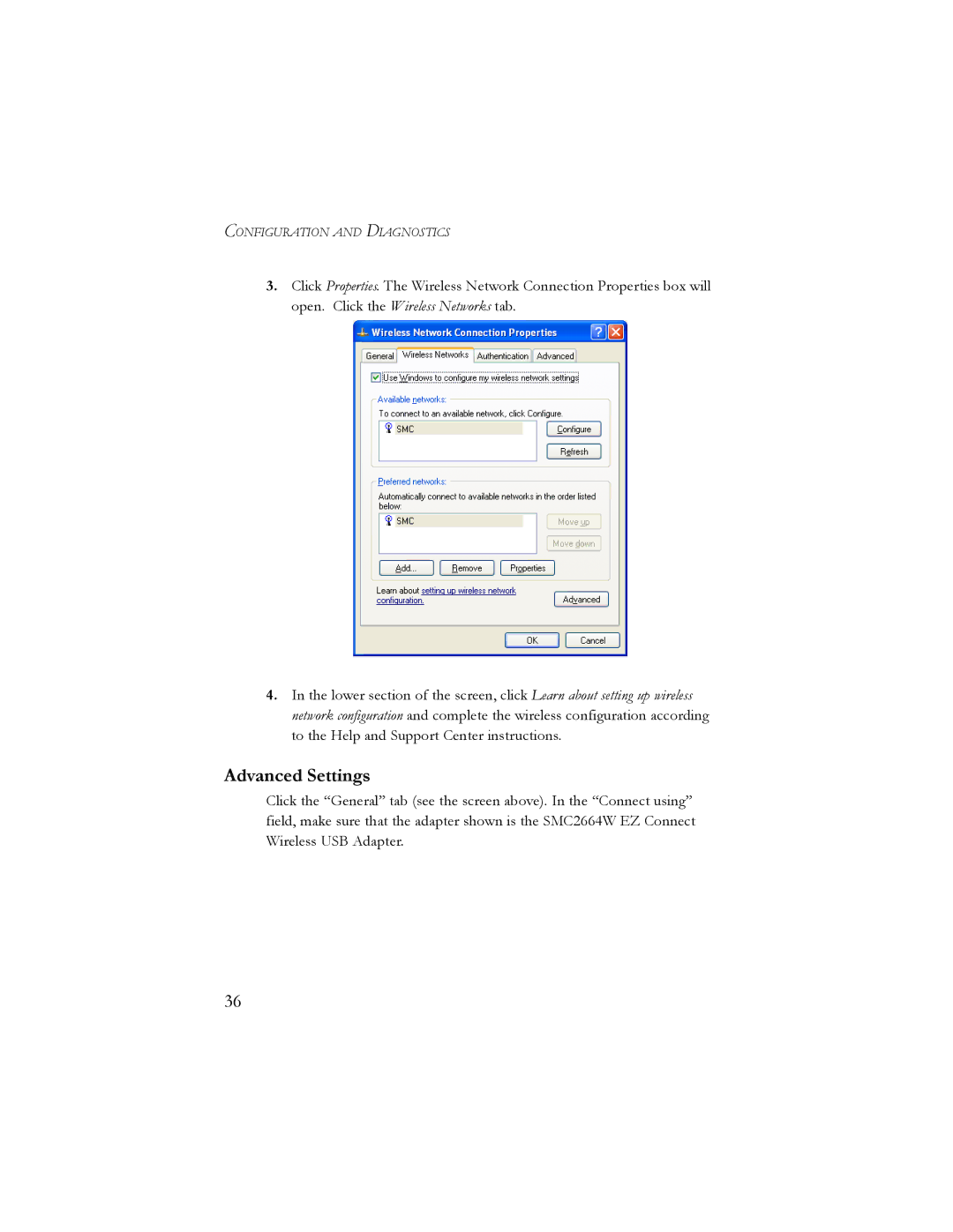 SMC Networks SMC2664W manual Advanced Settings 