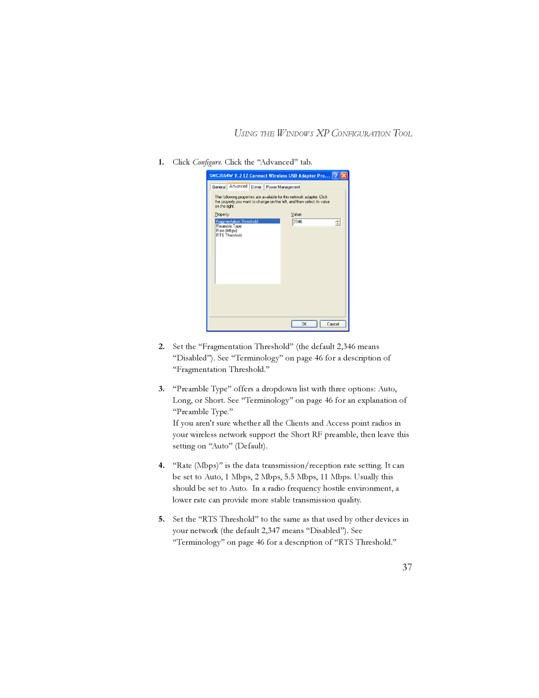 SMC Networks SMC2664W manual Using the Windows XP Configuration Tool 