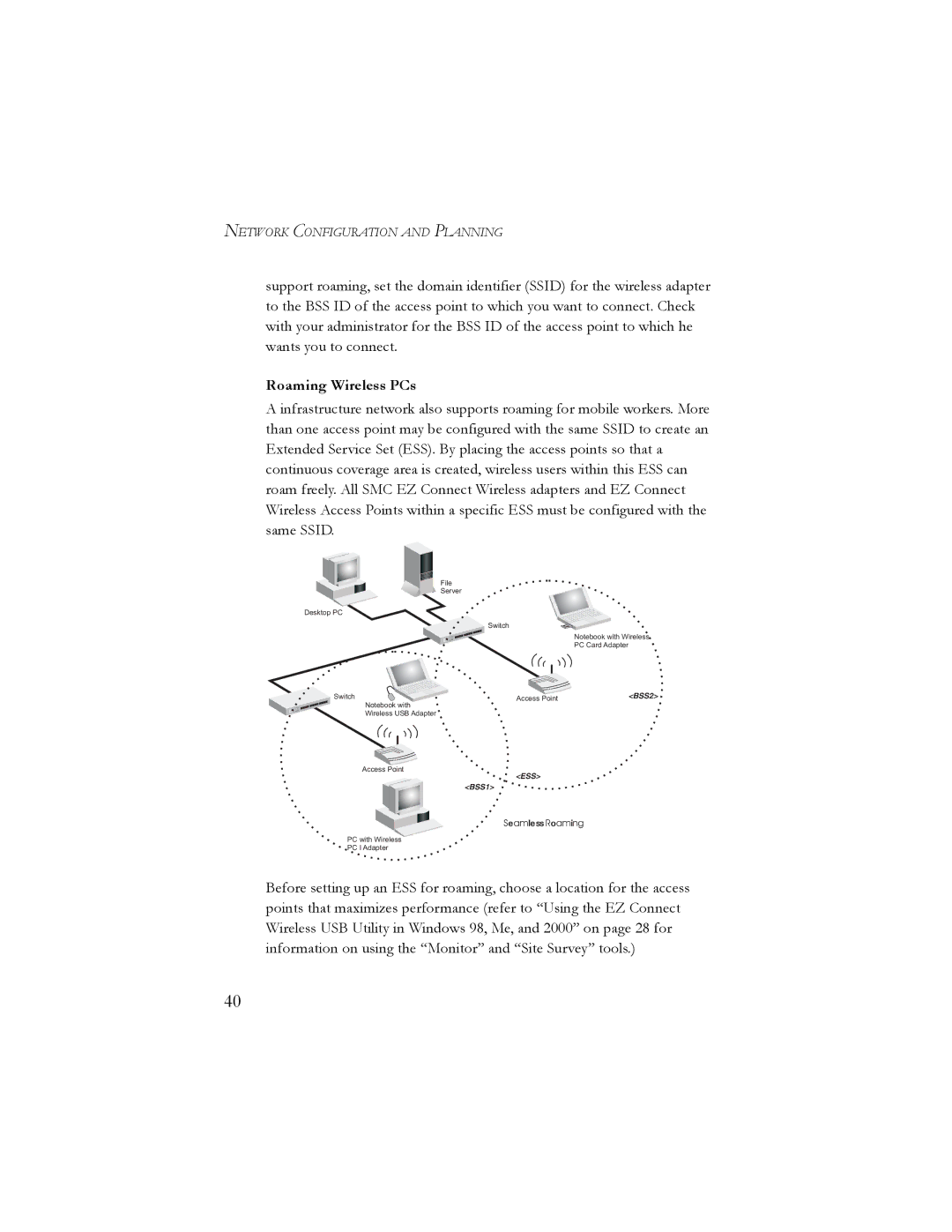 SMC Networks SMC2664W manual Roaming Wireless PCs 