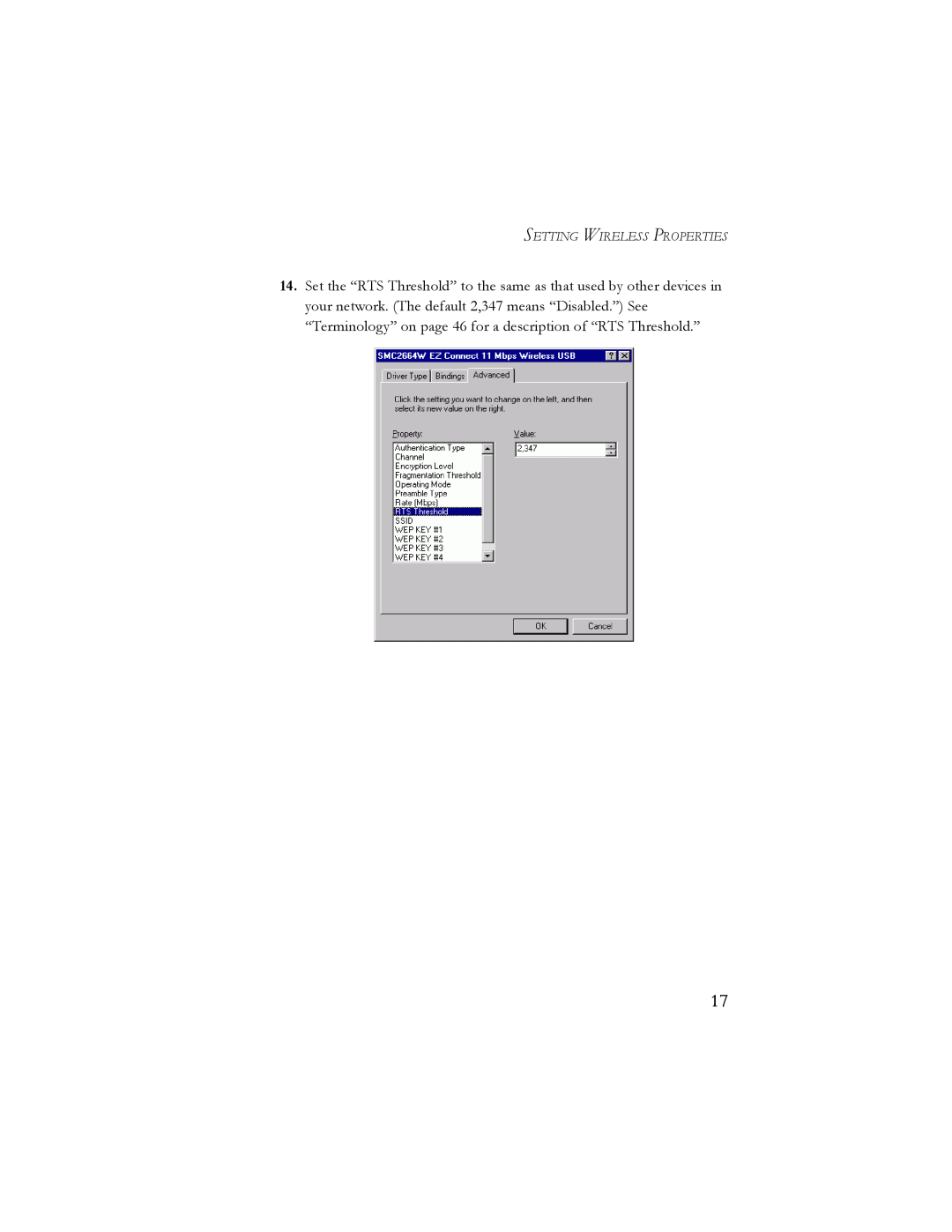 SMC Networks SMC2664W manual Setting Wireless Properties 