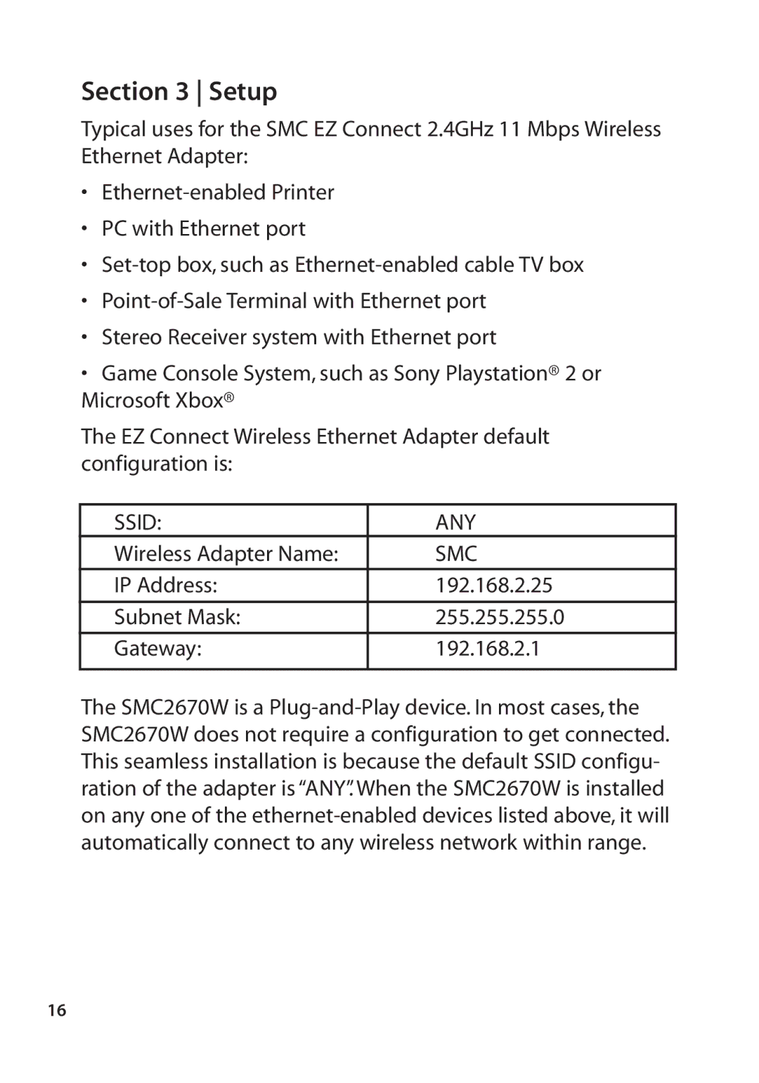 SMC Networks SMC2670W manual Setup, Smc 