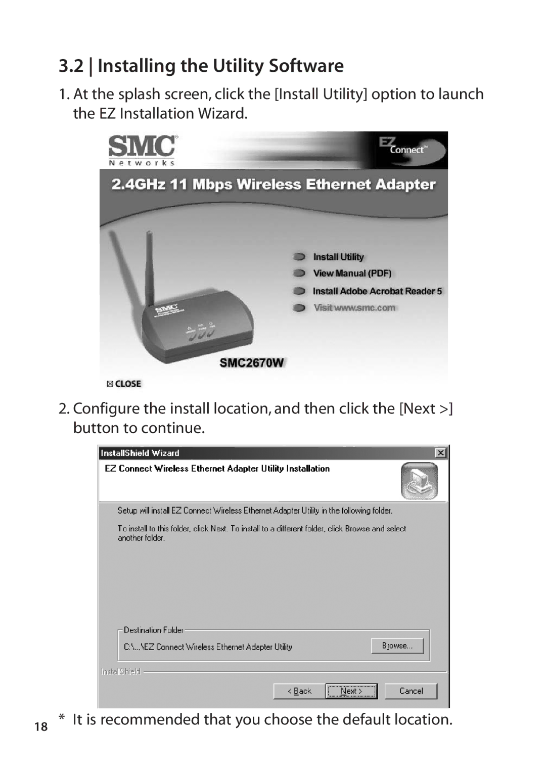 SMC Networks SMC2670W manual Installing the Utility Software 