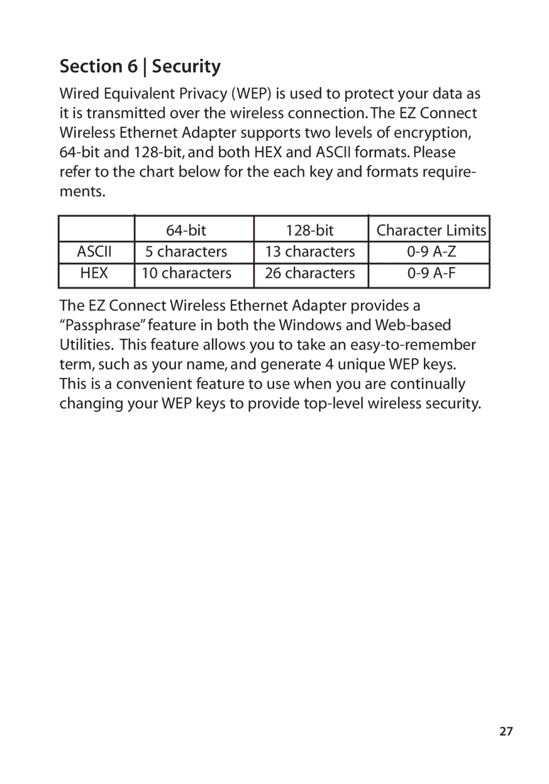 SMC Networks SMC2670W manual Security 