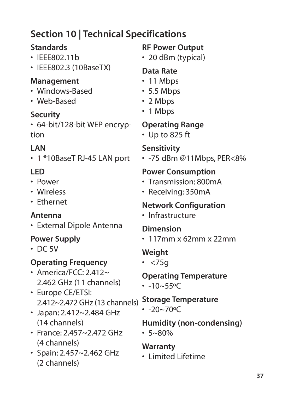 SMC Networks SMC2670W manual Technical Specifications, Led 