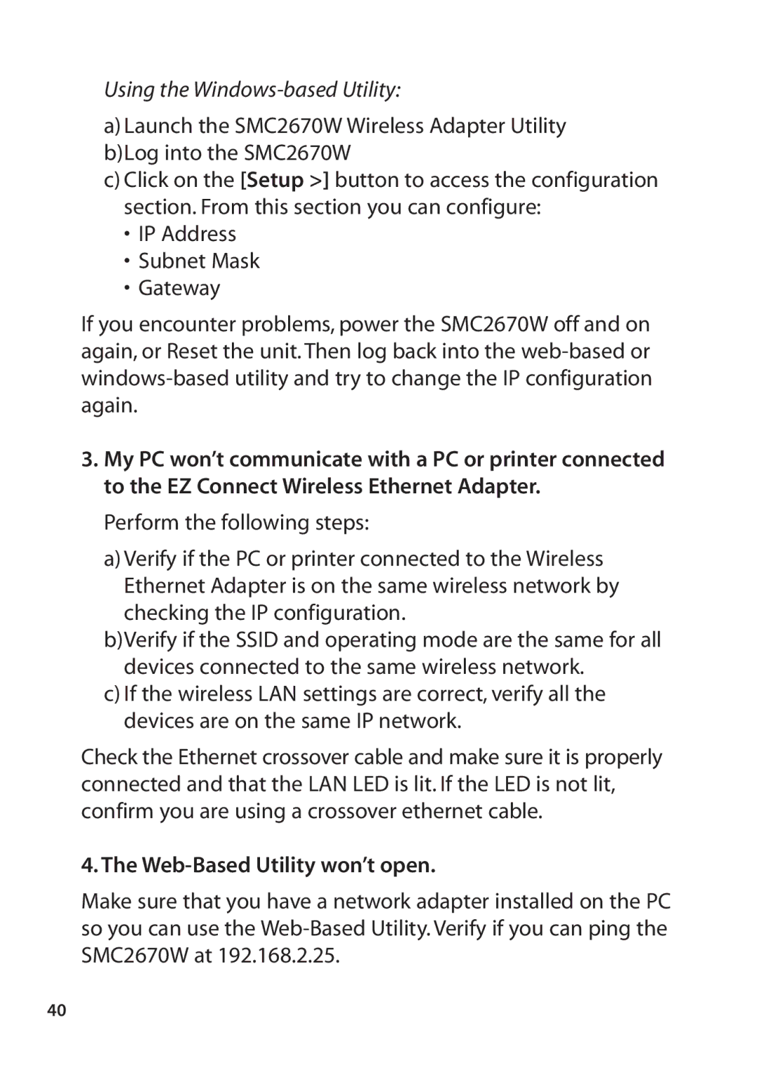 SMC Networks SMC2670W manual Using the Windows-based Utility 