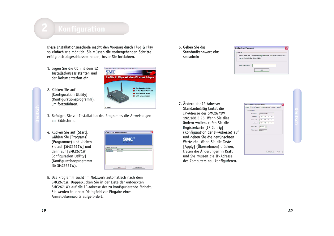 SMC Networks SMC2671W manual Konfiguration 