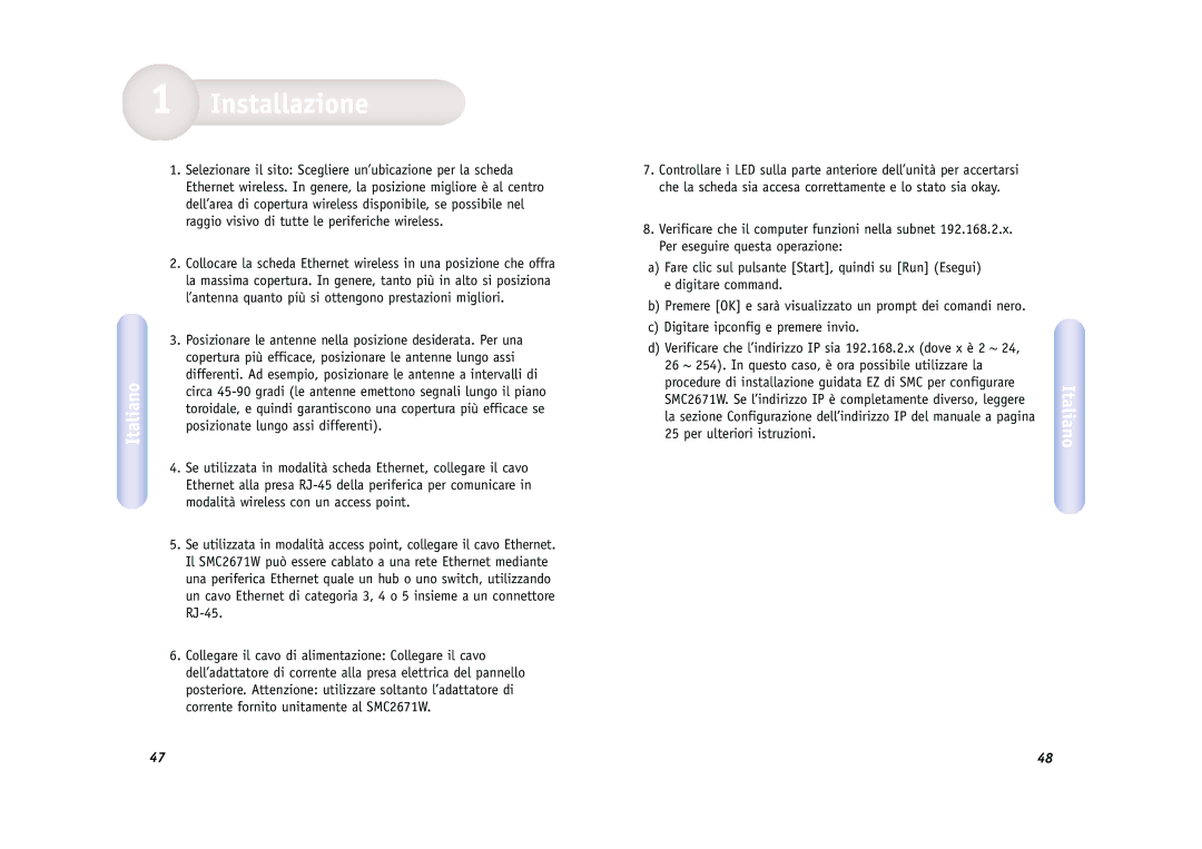 SMC Networks SMC2671W manual Installazione 