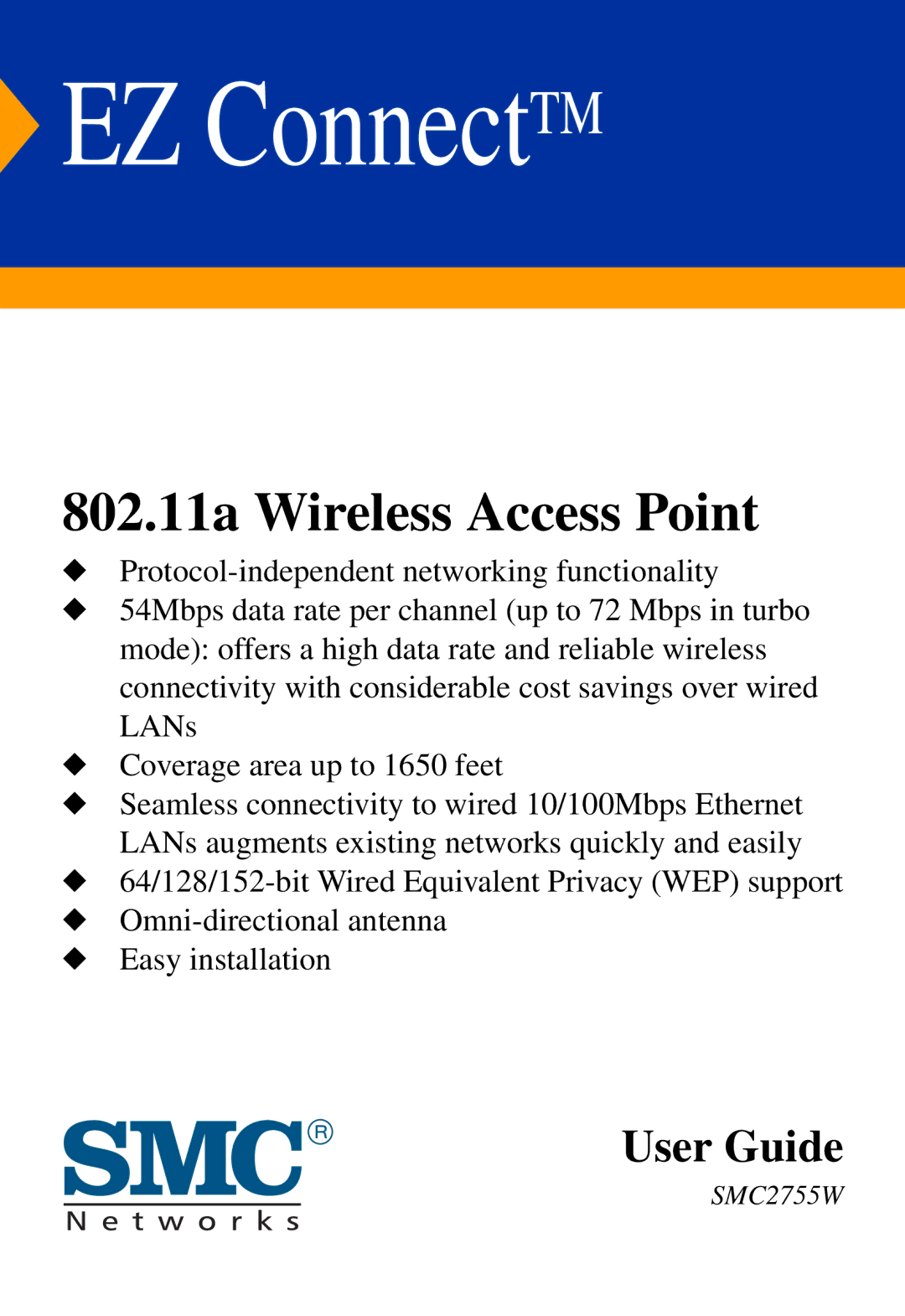 SMC Networks SMC2755W manual EZ ConnectTM 