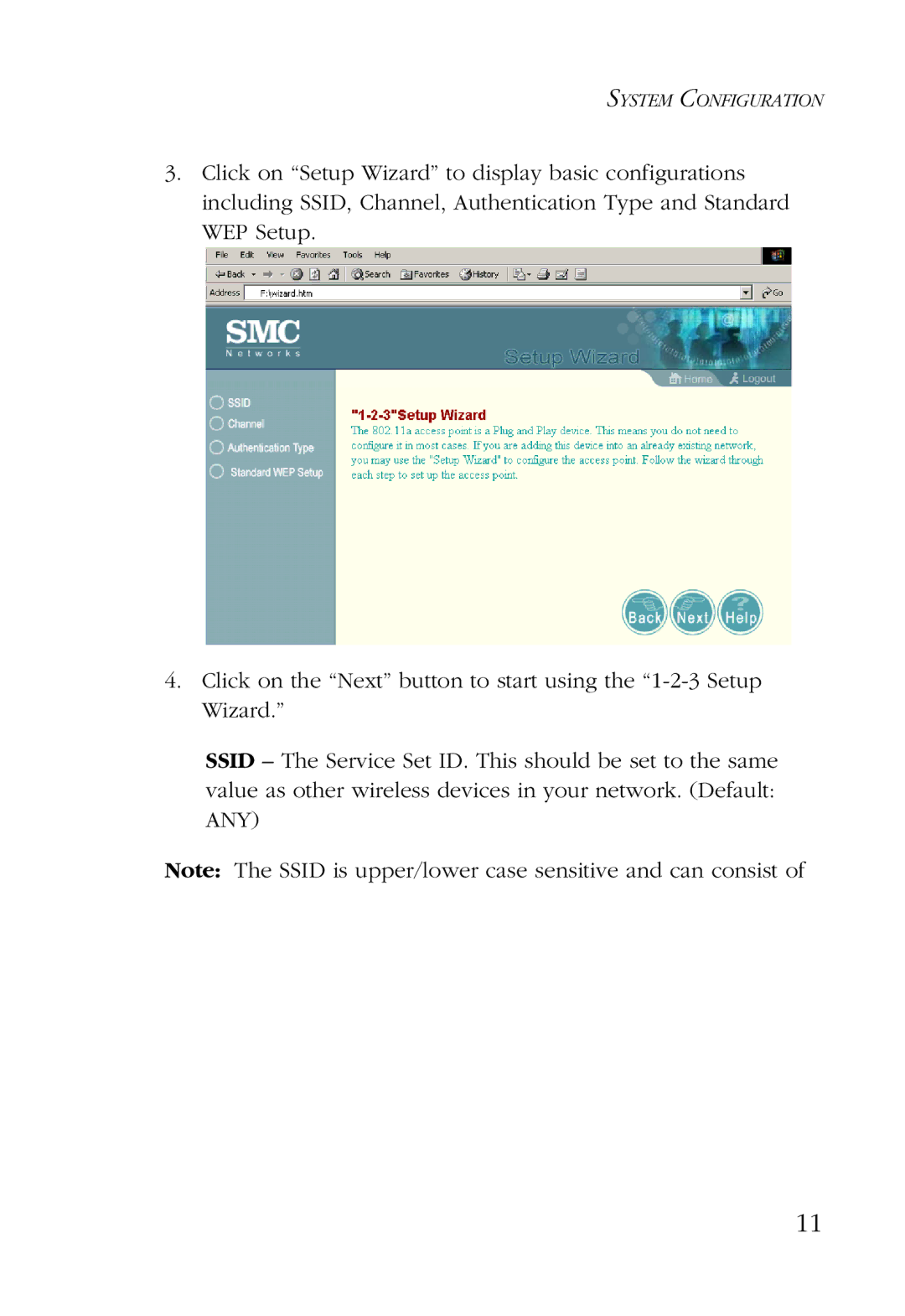 SMC Networks SMC2755W manual System Configuration 