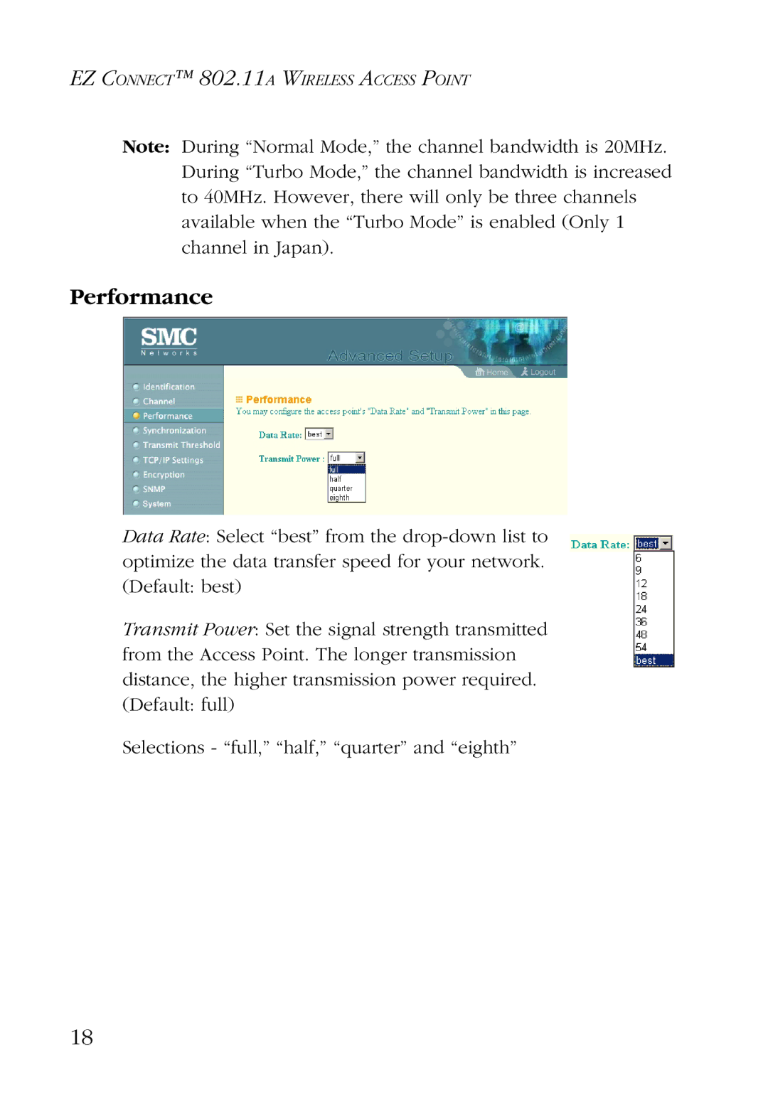 SMC Networks SMC2755W manual Performance 