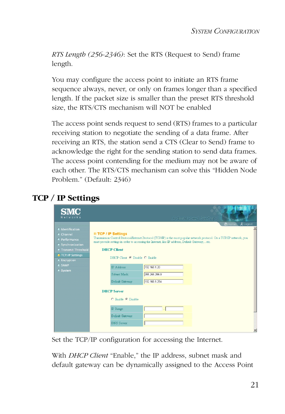 SMC Networks SMC2755W manual TCP / IP Settings 