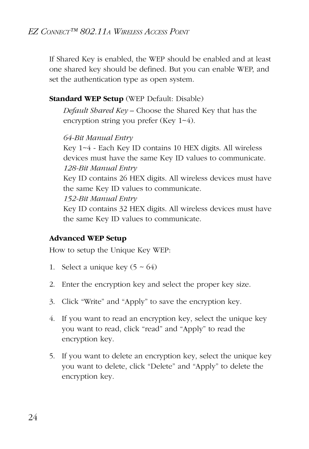 SMC Networks SMC2755W manual Advanced WEP Setup 