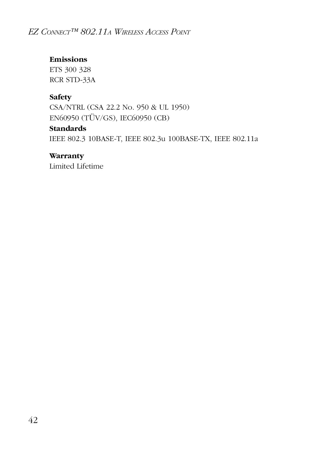 SMC Networks SMC2755W manual Emissions, Safety, Standards, Warranty 