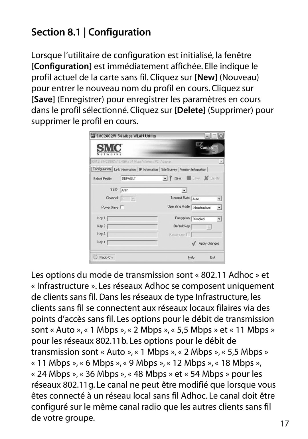 SMC Networks SMC2802W manual Configuration, De votre groupe 