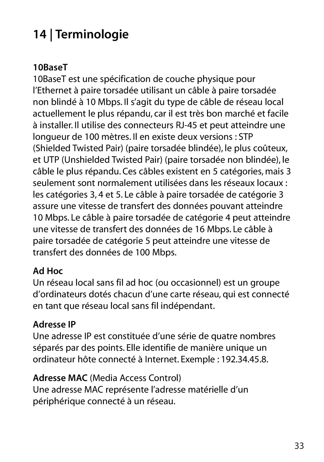 SMC Networks SMC2802W manual Terminologie, 10BaseT 