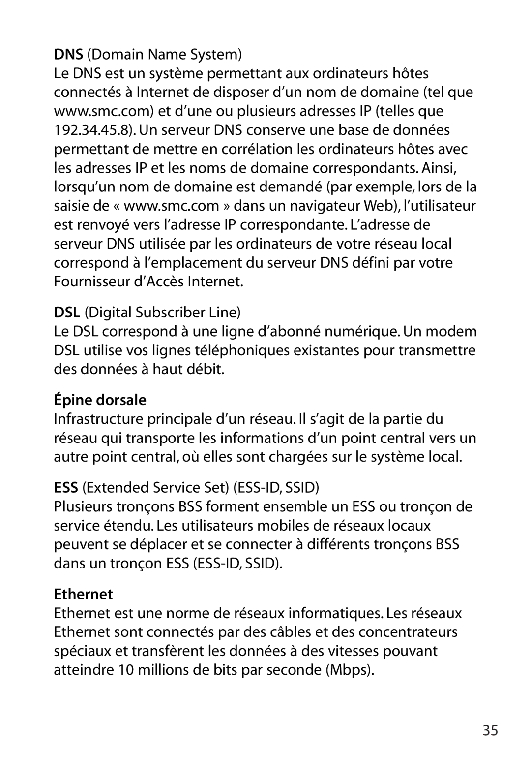 SMC Networks SMC2802W manual ESS Extended Service Set ESS-ID, Ssid, Ethernet 