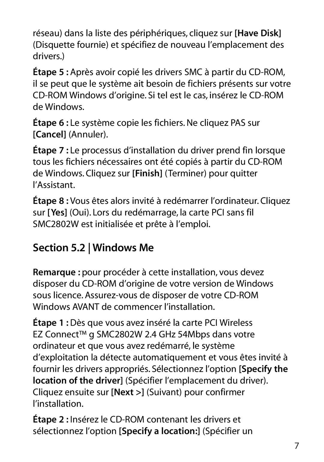 SMC Networks SMC2802W manual Windows Me 