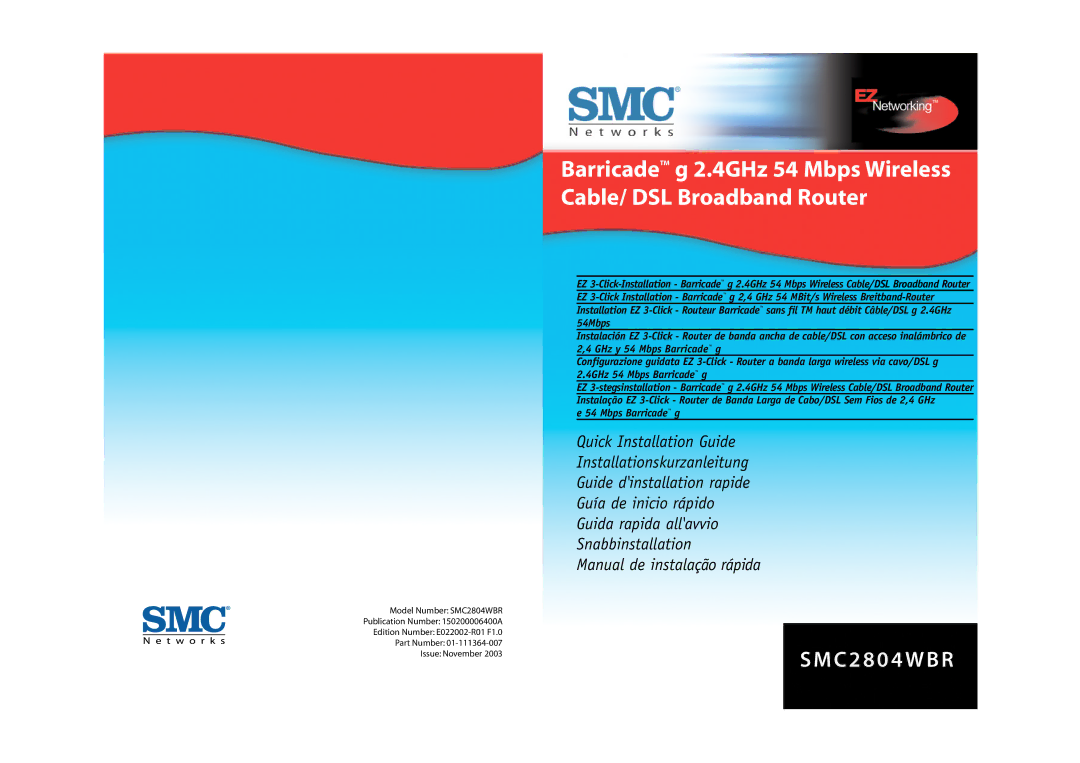 SMC Networks SMC2804WBR installation manual C 2 8 0 4 W B R 