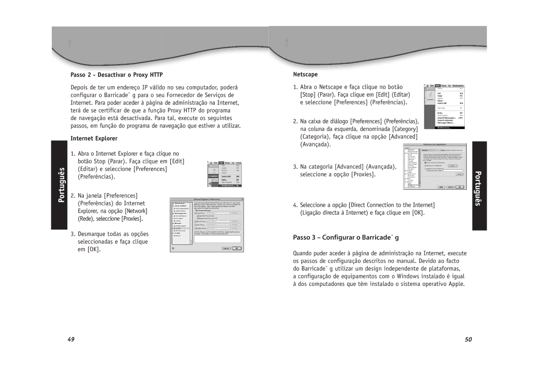 SMC Networks SMC2804WBR Passo 2 Desactivar o Proxy Http, Desmarque todas as opções seleccionadas e faça clique em OK 