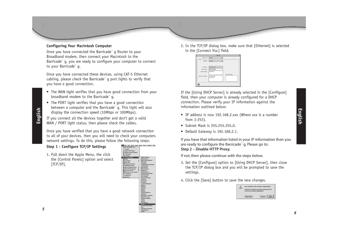 SMC Networks SMC2804WBR installation manual English, Configuring Your Macintosh Computer, Configure TCP/IP Settings 